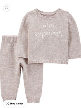Carter's Size Newborn 'Mini Explorer' Beige Knit Sweater Set NWT